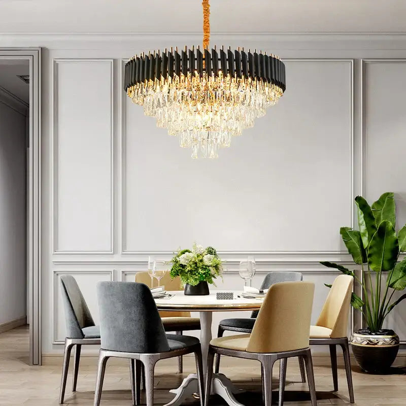 Modern decorbites crystal black clear led chandelier for staircase