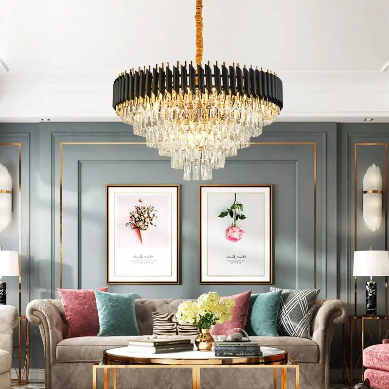 Modern decorbites crystal black clear led chandelier for staircase