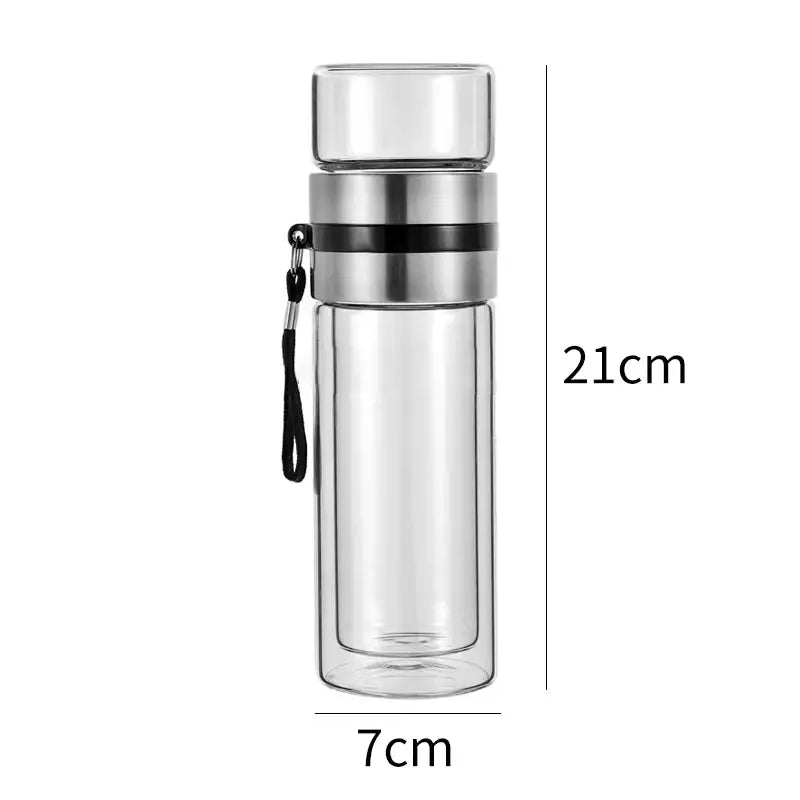 DecorBites™ 400ML Double-Layer Glass Tea Infuser Bottle - High Borosilicate Tumbler Set