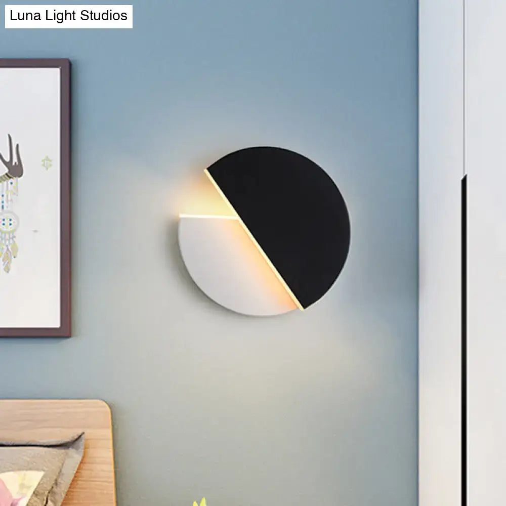 Modern double semicircle black & white wall lamp bedroom sconce