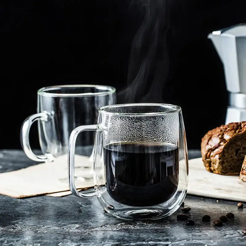 Modern double walled glass coffee mug kitchen drinkware cup