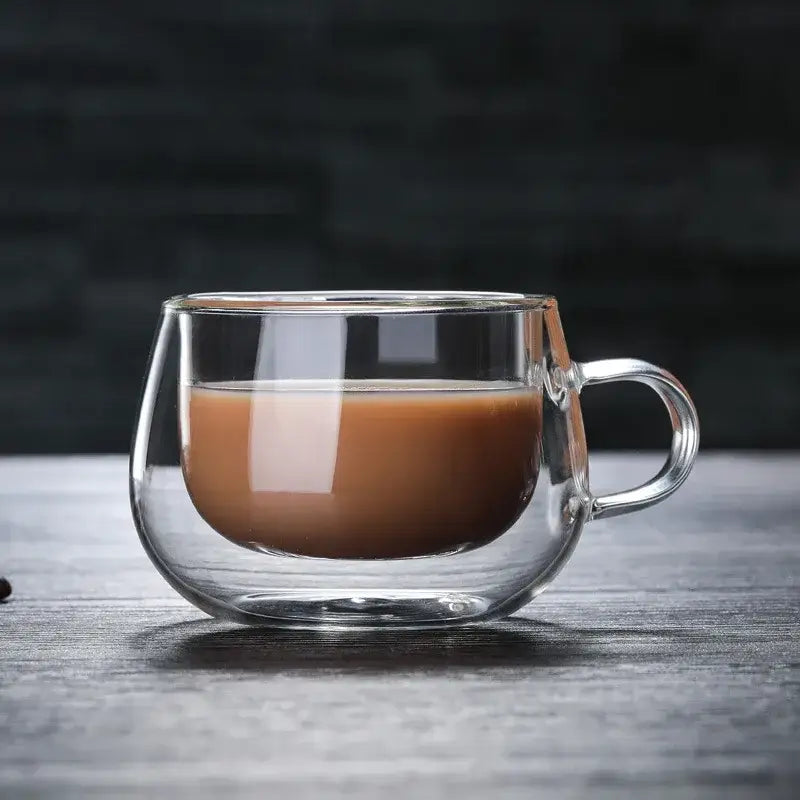 Modern double walled glass coffee mug kitchen drinkware cup