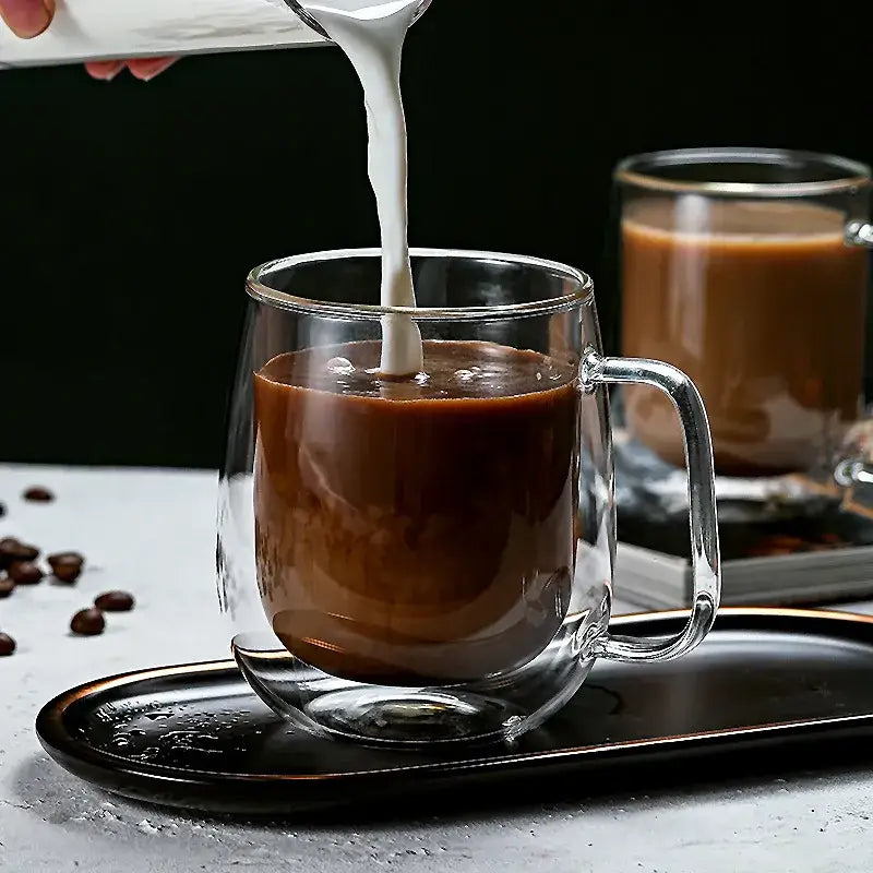 Modern double walled glass coffee mug kitchen drinkware cup