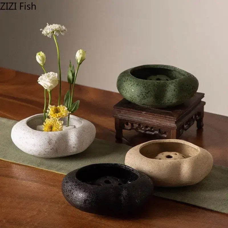 DecorBites™ Lotus Seedpod Ceramic Vase Artificial Flower Pot Modern Desk Decor