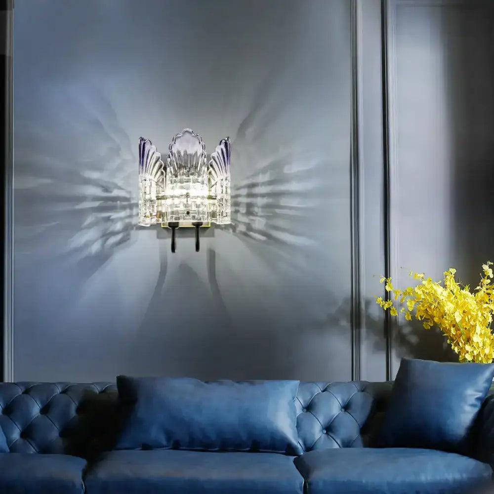 Modern fan clear crystal wall lamps living room 110v-120v fixture