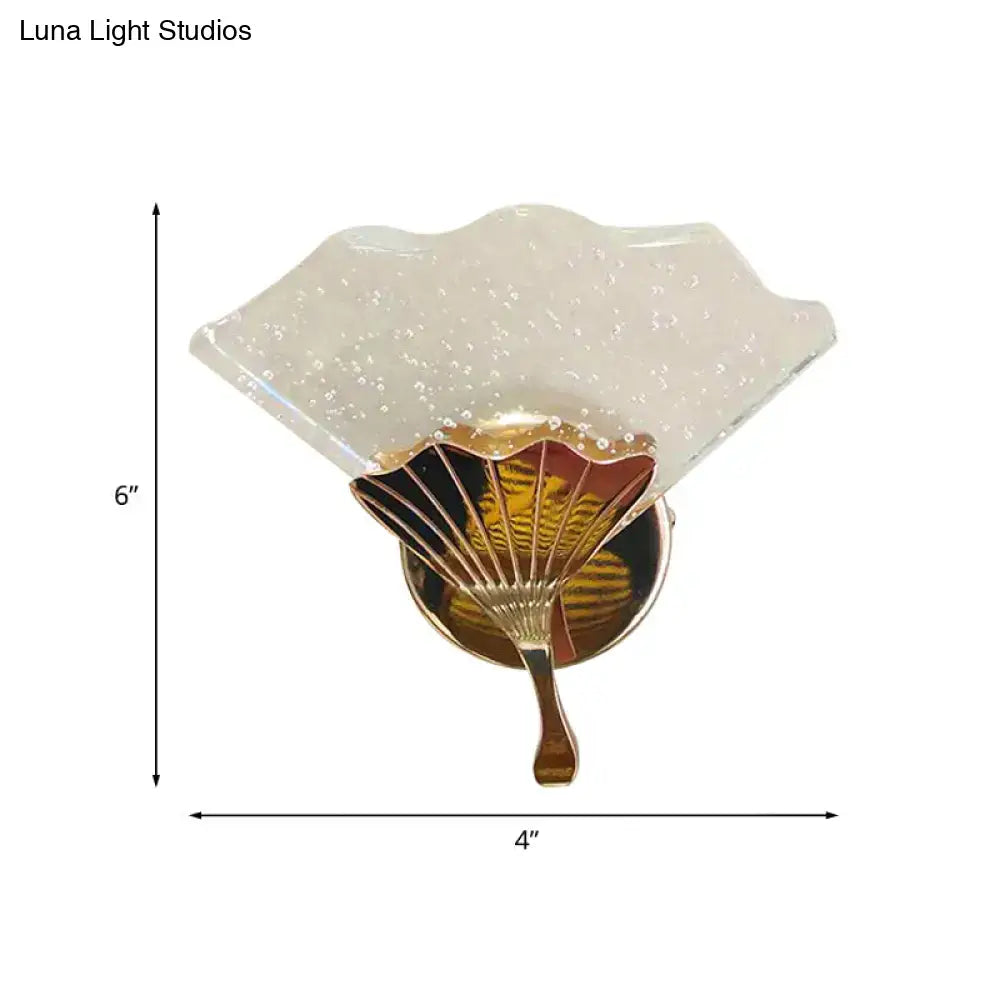 Modern fan gold led wall sconce lamp with bubble crystal bedroom