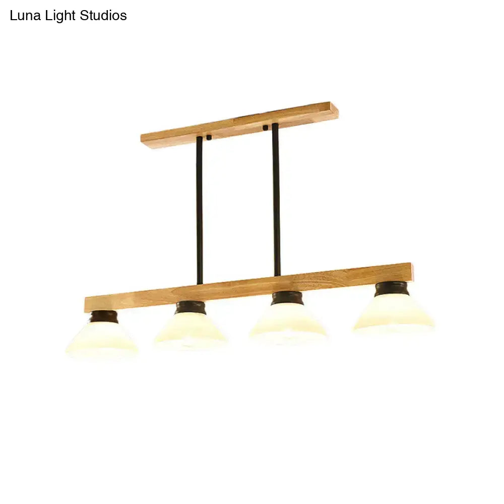 Modern farmhouse wooden cone linear pendant light kitchen island