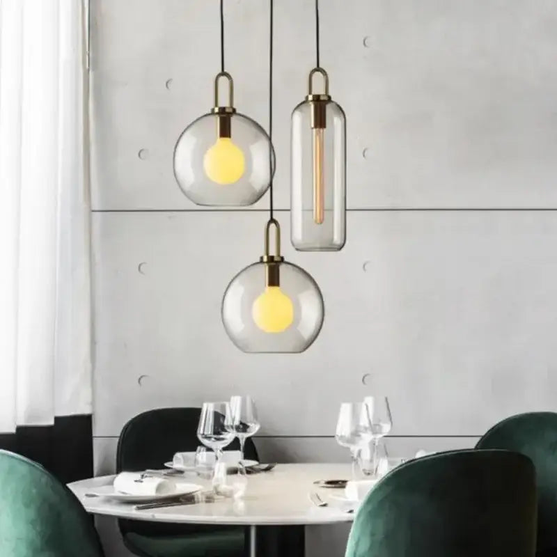 Modern frosted gray glass ball pendant light kitchen lighting