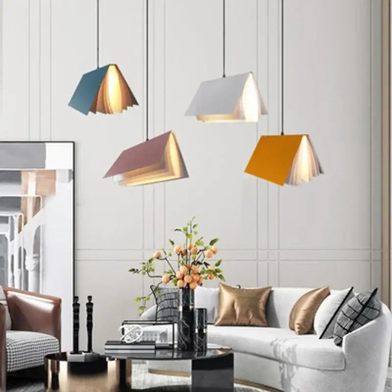 Modern geometric book pendant lamp bedroom lighting