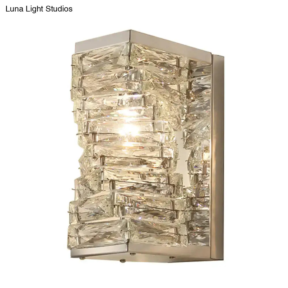 DecorBites™ Modern Geometric Clear Crystal LED Wall Sconce - 1 Bulb Living Room Lighting Fixture