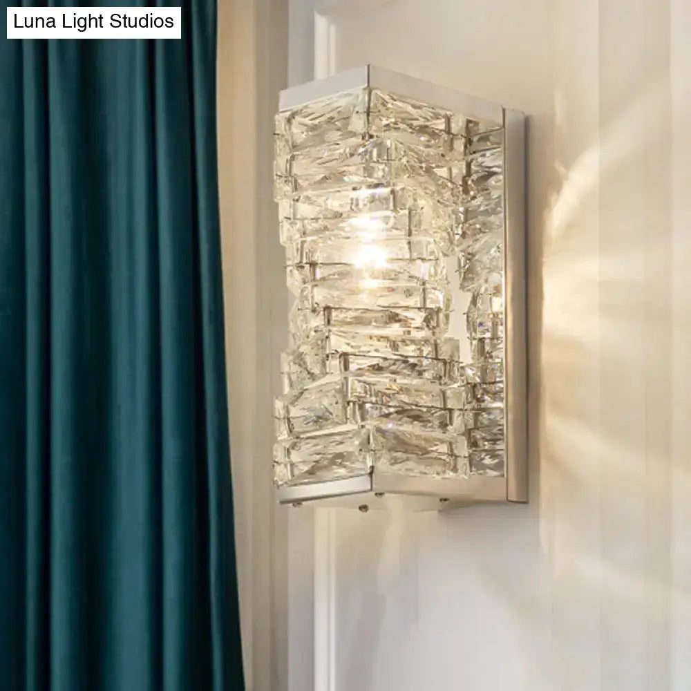 DecorBites™ Modern Geometric Clear Crystal LED Wall Sconce - 1 Bulb Living Room Lighting Fixture
