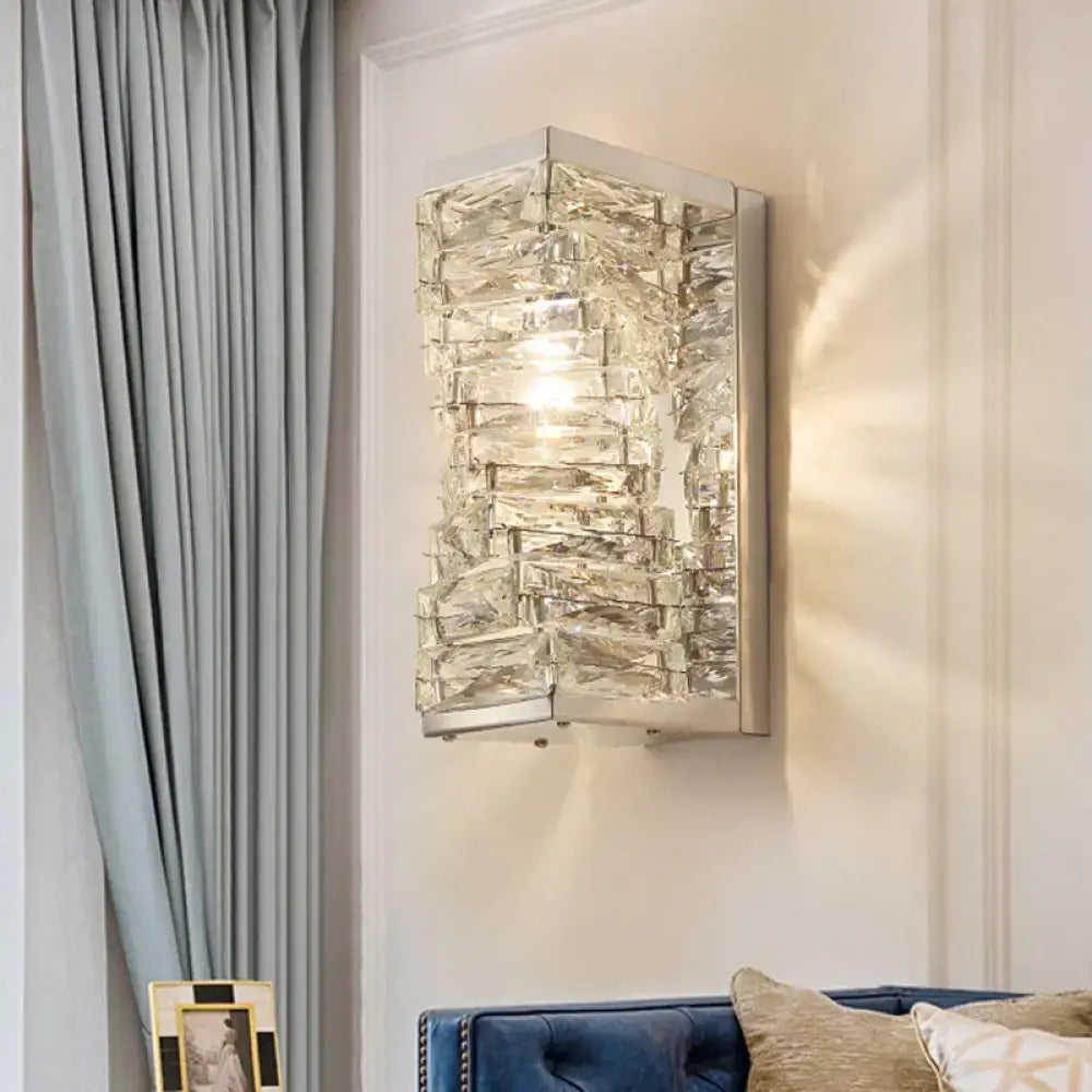 DecorBites™ Modern Geometric Clear Crystal LED Wall Sconce - 1 Bulb Living Room Lighting Fixture
