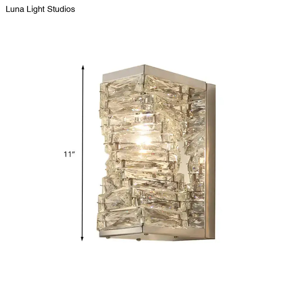 DecorBites™ Modern Geometric Clear Crystal LED Wall Sconce - 1 Bulb Living Room Lighting Fixture