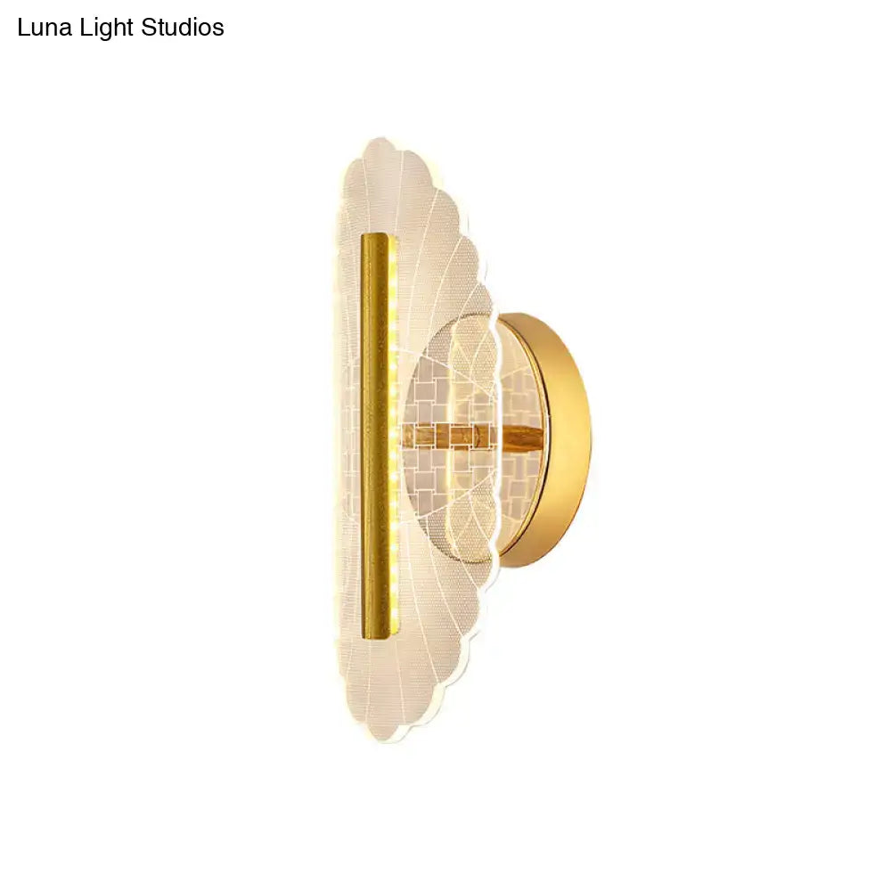 Modern geometric gold sconce light – living room grid pattern