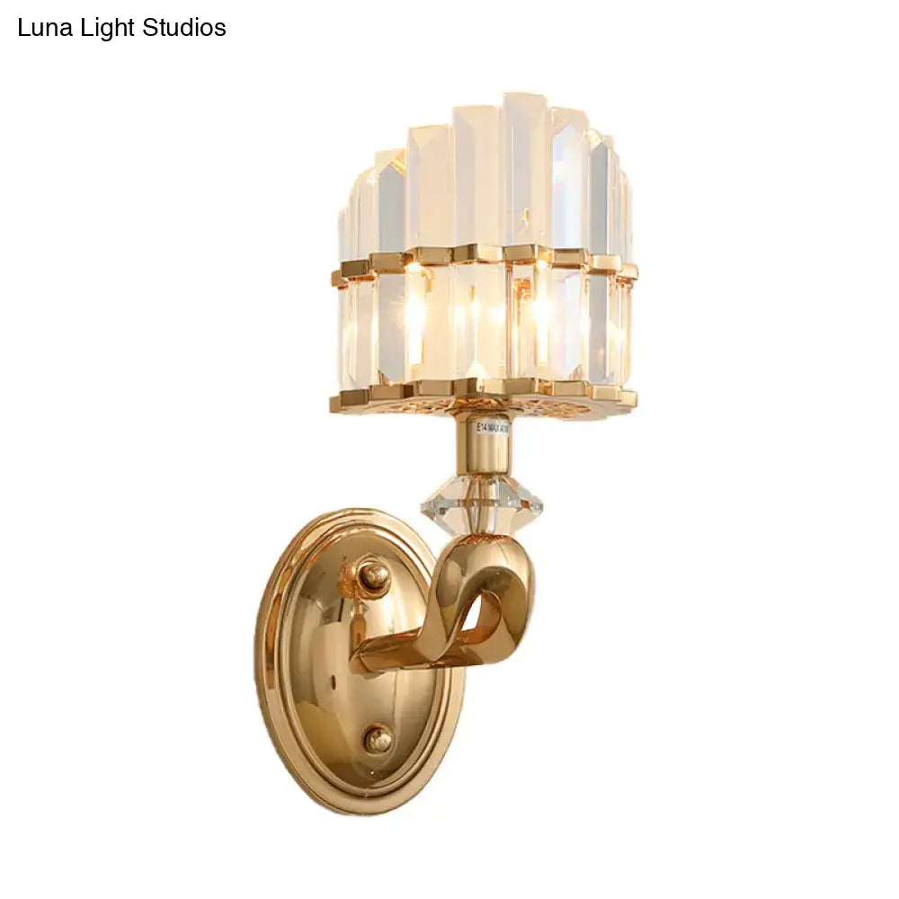 DecorBites™ Modern Crystal Gold Wall Lamp - Geometric Design with LED Lighting - Perfect for Living Room