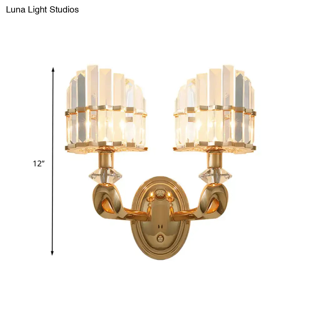 DecorBites™ Modern Crystal Gold Wall Lamp - Geometric Design with LED Lighting - Perfect for Living Room