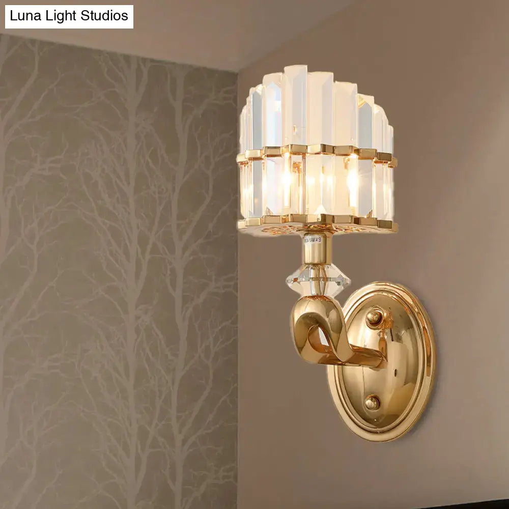 DecorBites™ Modern Crystal Gold Wall Lamp - Geometric Design with LED Lighting - Perfect for Living Room