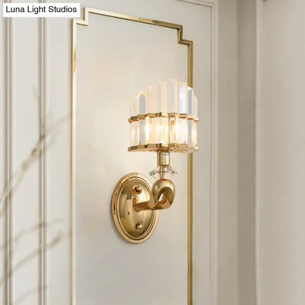 DecorBites™ Modern Crystal Gold Wall Lamp - Geometric Design with LED Lighting - Perfect for Living Room