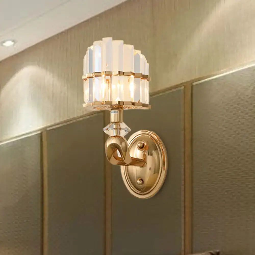DecorBites™ Modern Crystal Gold Wall Lamp - Geometric Design with LED Lighting - Perfect for Living Room