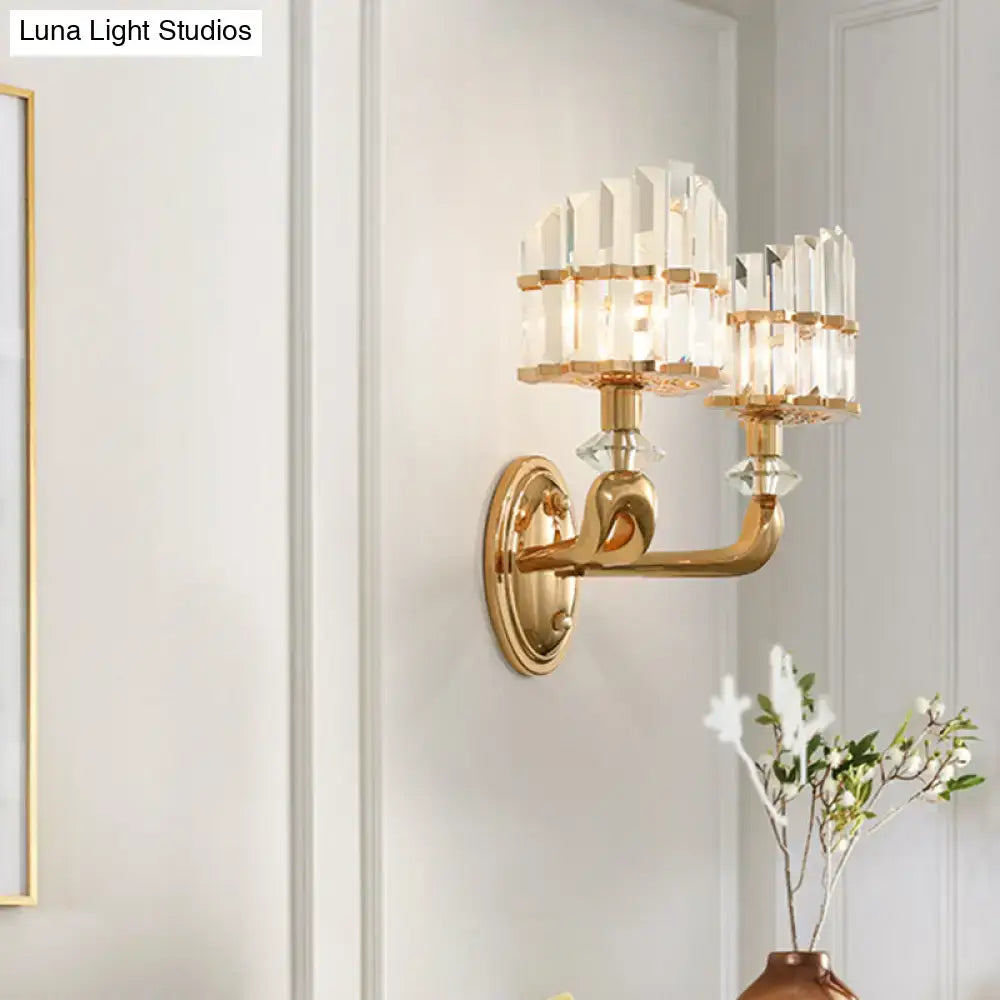 DecorBites™ Modern Crystal Gold Wall Lamp - Geometric Design with LED Lighting - Perfect for Living Room