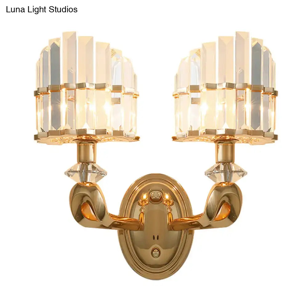DecorBites™ Modern Crystal Gold Wall Lamp - Geometric Design with LED Lighting - Perfect for Living Room