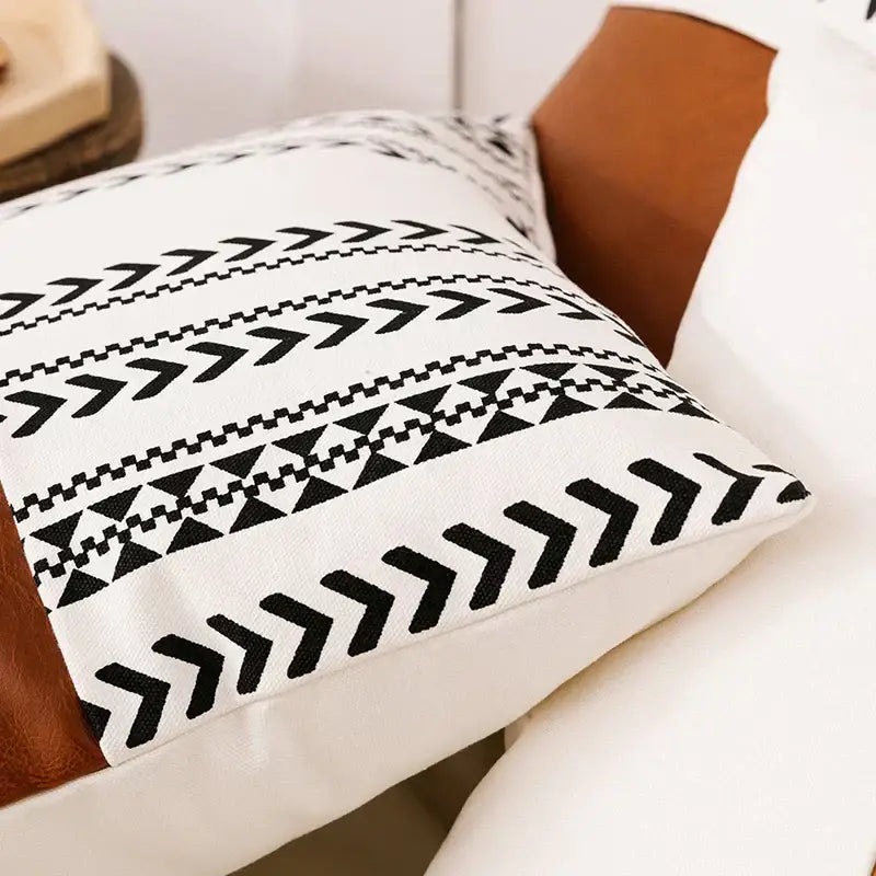 DecorBites™ Brown Faux Leather Cotton Cushion Cover 45x45cm/35x50cm Modern Design