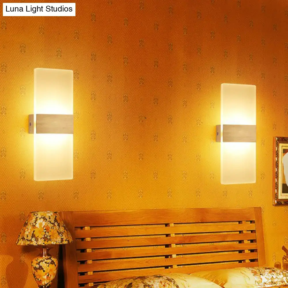 Modern geometric wood and acrylic wall sconce lamp bedroom light