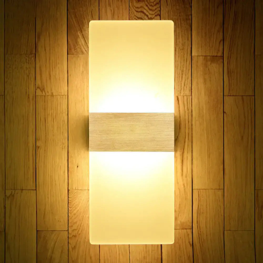 Modern geometric wood and acrylic wall sconce lamp bedroom light
