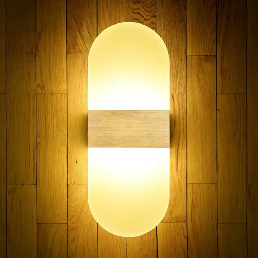 Modern geometric wood and acrylic wall sconce lamp bedroom light