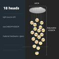 DecorBites™ Glass Ball Spiral Chandelier for Modern Staircase & Dining Table LED Ceiling Light