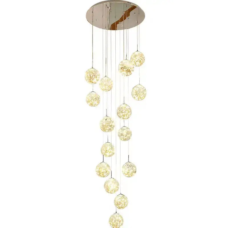 DecorBites™ Glass Ball Spiral Chandelier for Modern Staircase & Dining Table LED Ceiling Light