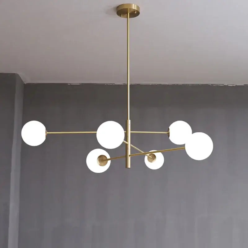 DecorBites™ Glass Brass Chandelier Modern Pendant Light for Home Living Room Restaurant Bedroom