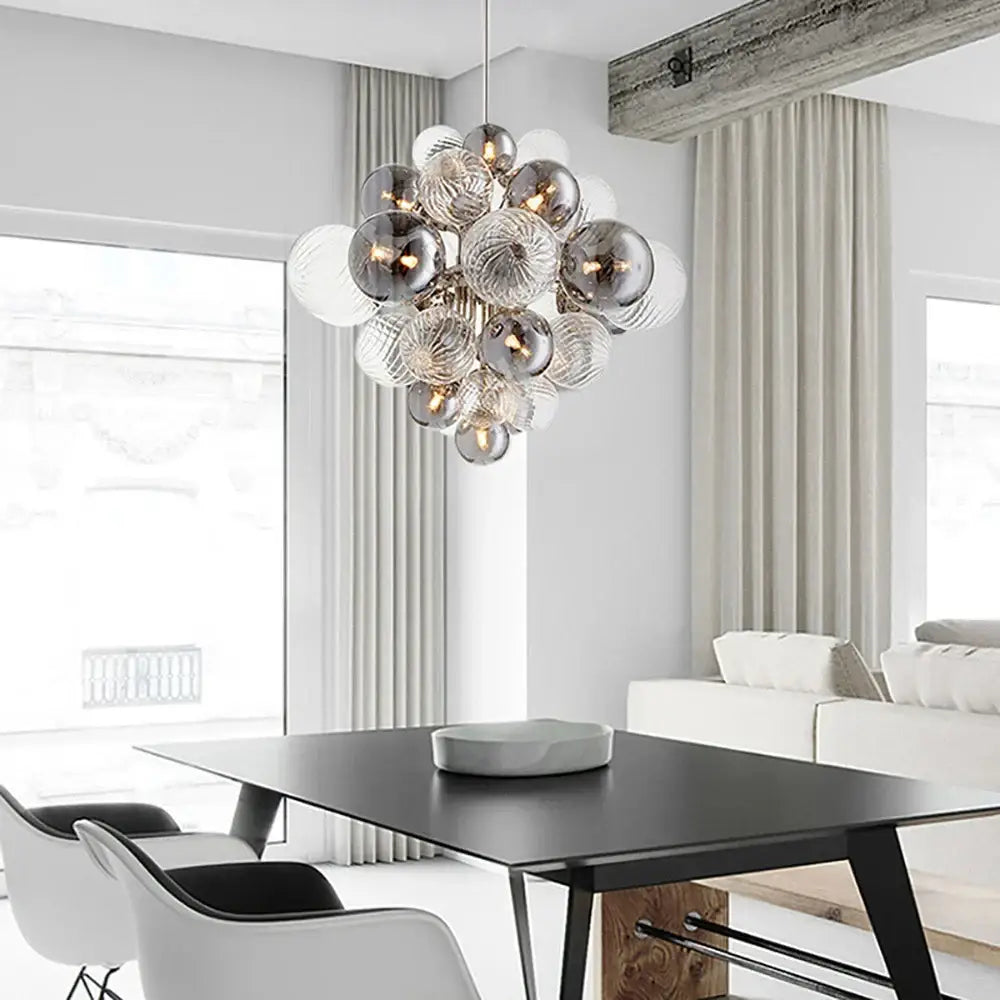 DecorBites™ Glass Bubble Ceiling Chandelier LED Living Room Bedroom Decor Minimalist Hanging Lamp
