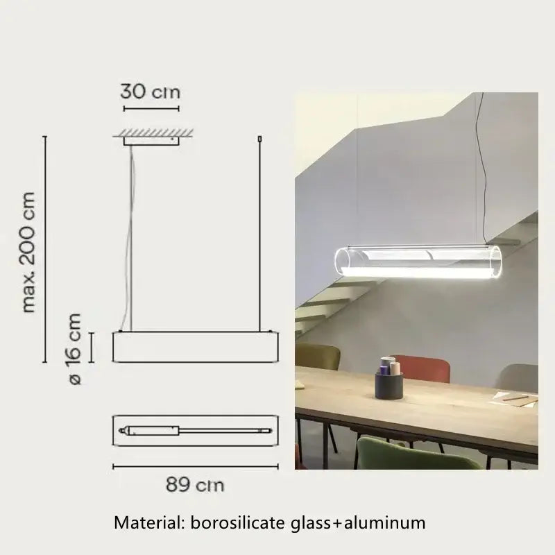 Modern glass cylinder chandelier dining room led pendant light