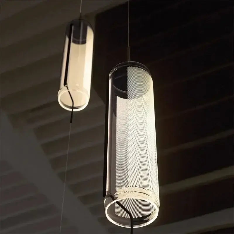 Modern glass cylinder chandelier dining room led pendant light