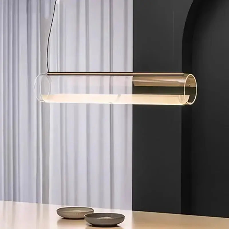 Modern glass cylinder chandelier dining room led pendant light