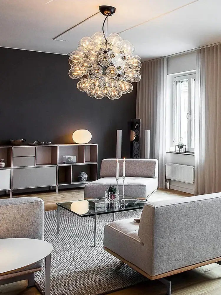 Modern glass dandelion g4 led chandelier dining room pendant light