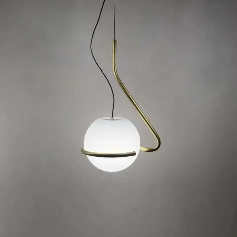 Modern glass globe pendant lamp for kitchen island white red & gold