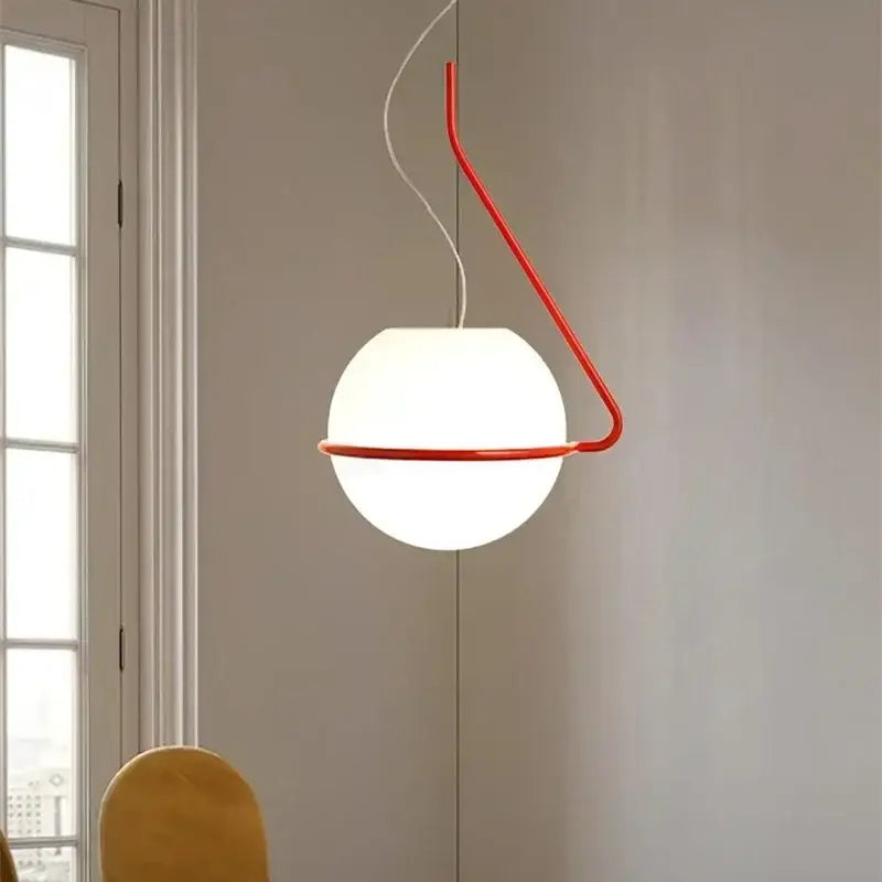 Modern glass globe pendant lamp for kitchen island white red & gold