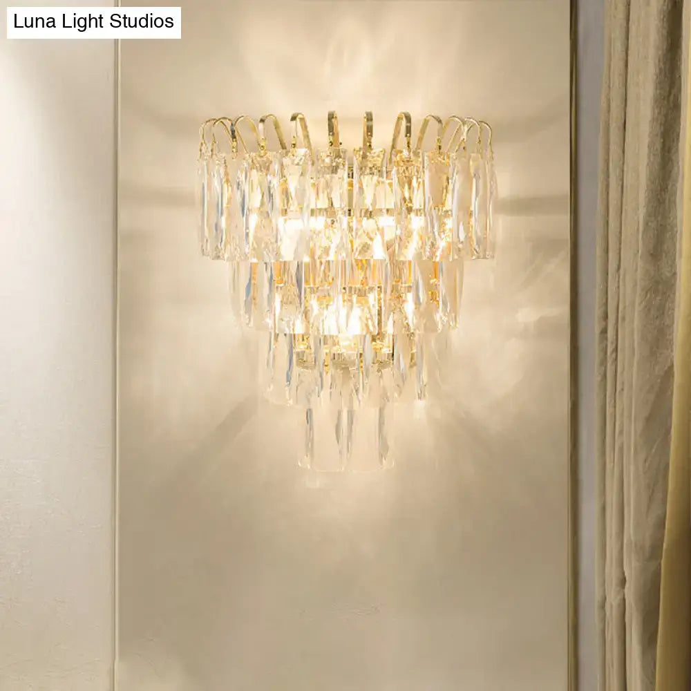 Modern gold 3 head crystal wall sconce living room e12 e14 bulb base