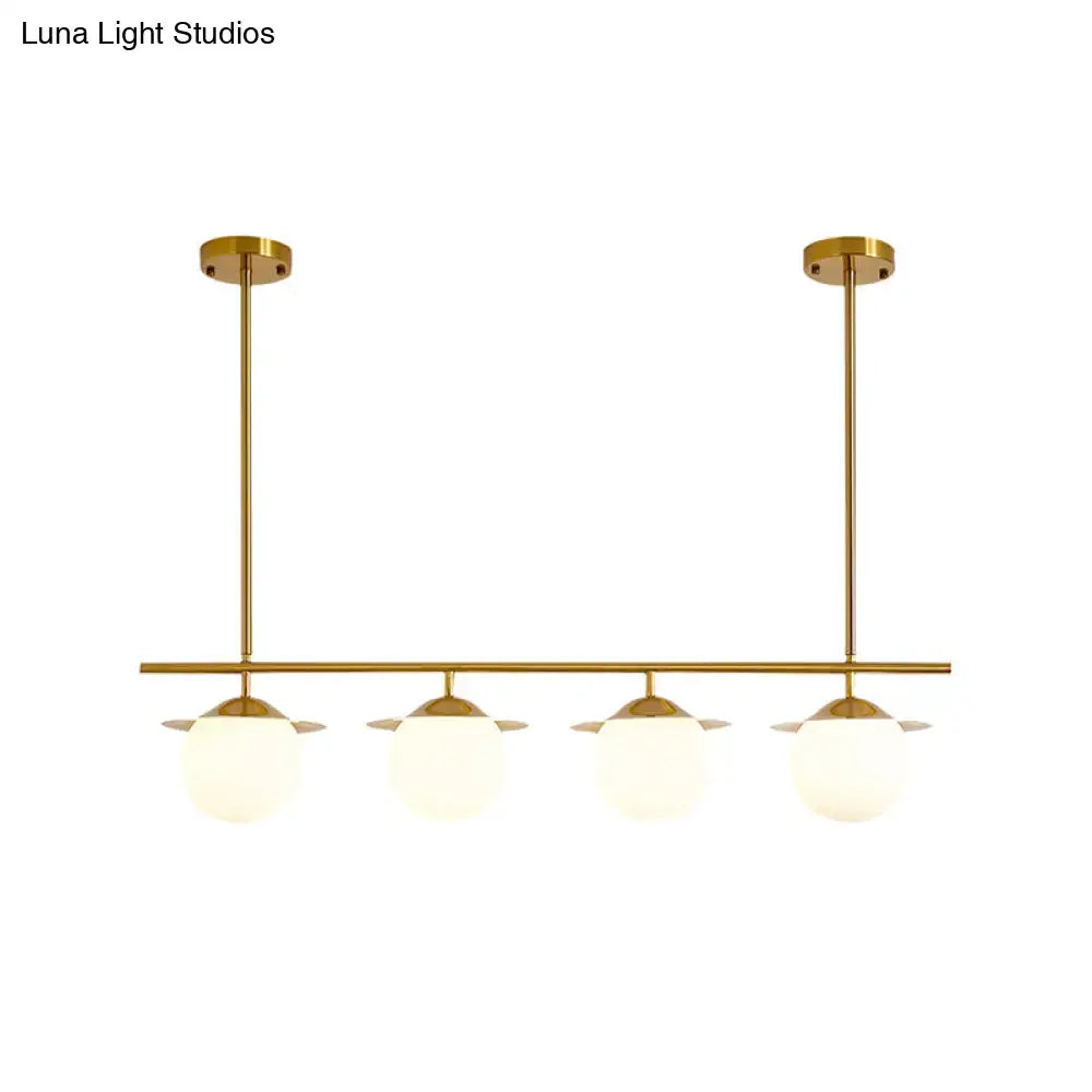 DecorBites™ Gold Opal Glass Round Island Pendant Light with 4 Bulbs