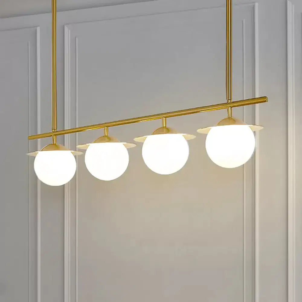 DecorBites™ Gold Opal Glass Round Island Pendant Light with 4 Bulbs