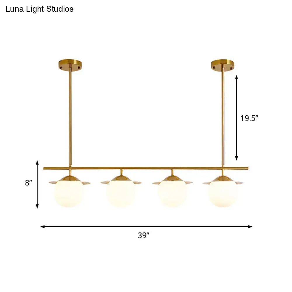 DecorBites™ Gold Opal Glass Round Island Pendant Light with 4 Bulbs