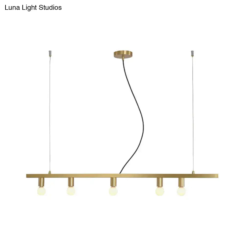 Modern gold 5 light linear chandelier dining room led incandescent