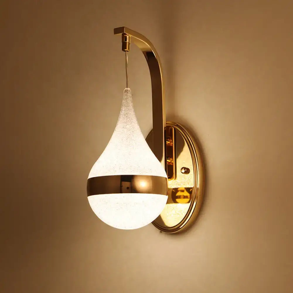 Modern gold acrylic waterdrop wall light fixture bedroom sconce