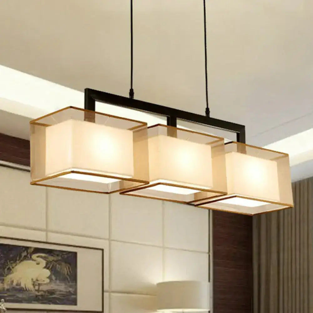 DecorBites™ Minimalist Dual-Rectangle Island Light - Fabric Suspension Lighting for Restaurants