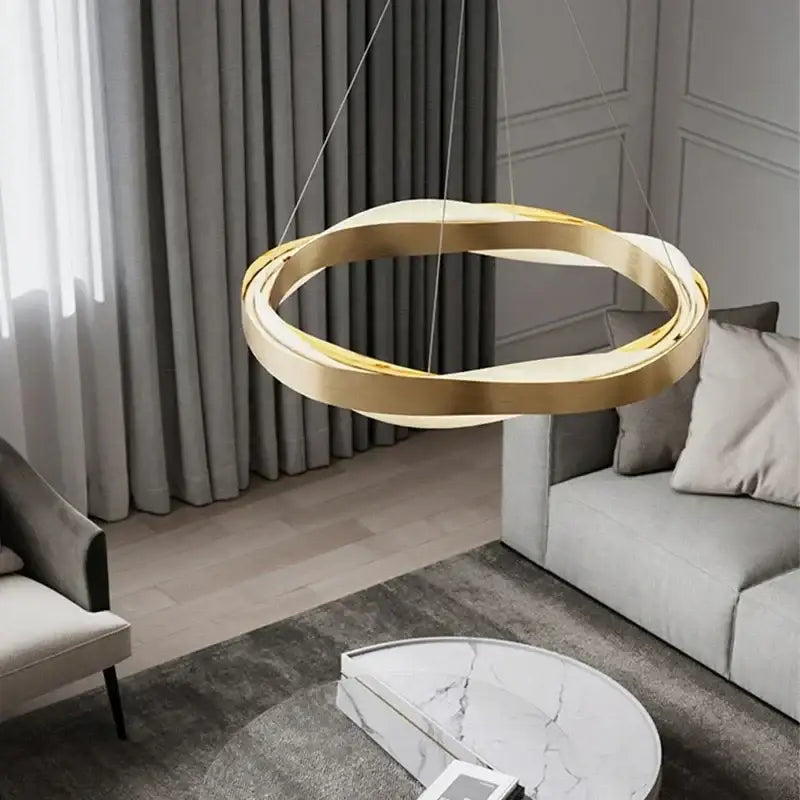 Modern gold and black circle chandelier dining room pendant light
