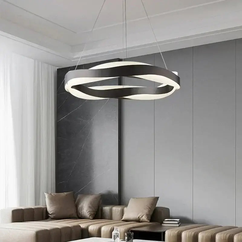 Modern gold and black circle chandelier dining room pendant light