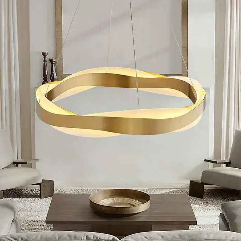 Modern gold and black circle chandelier dining room pendant light