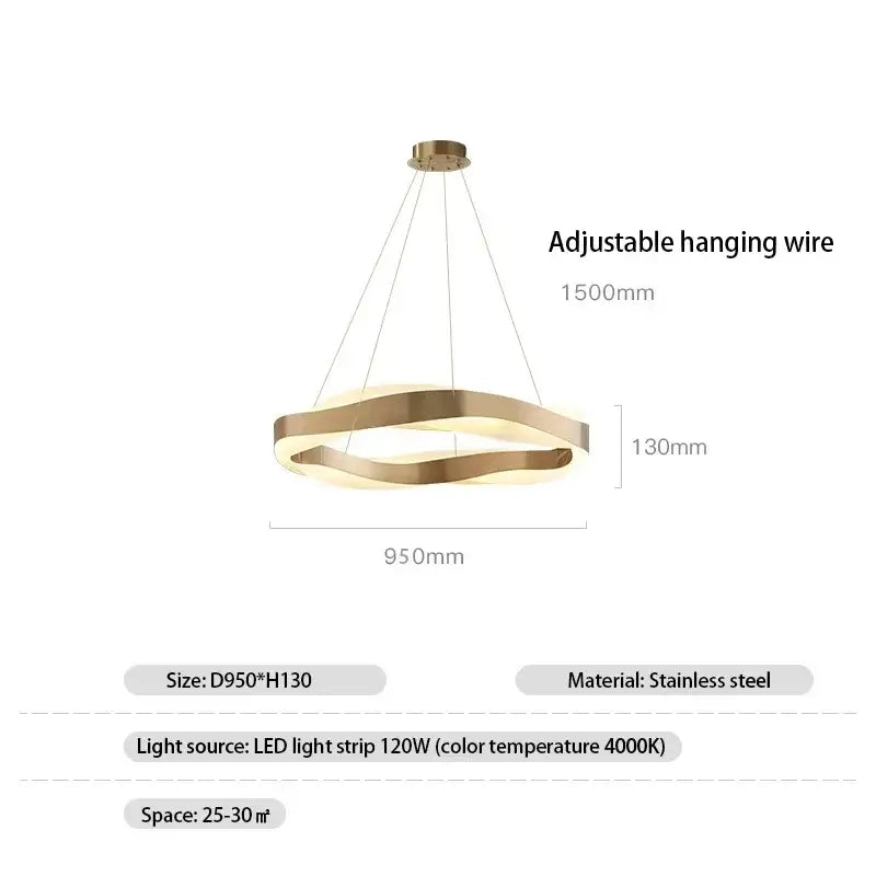 Modern gold and black circle chandelier dining room pendant light